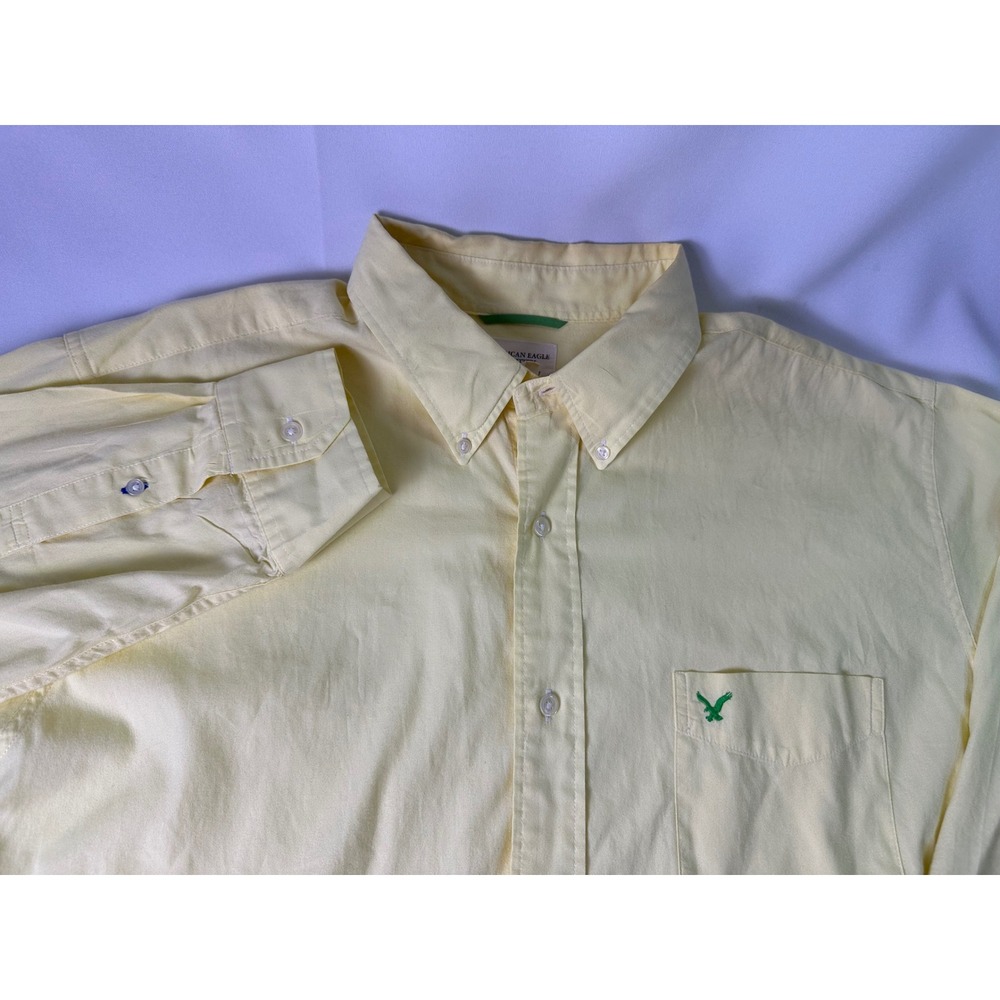 American Eagle Outfitters‎ XL Button Down Shirt Yellow Long Sleeve Cotton Casual